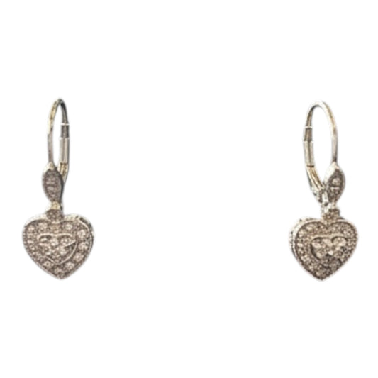10k Crystal Heart Earrings