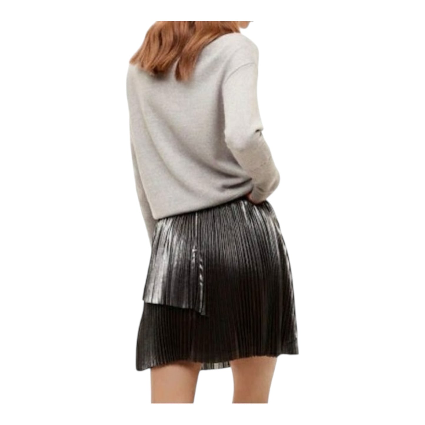 Silver Metallic Pleated Mini Skirt size 4