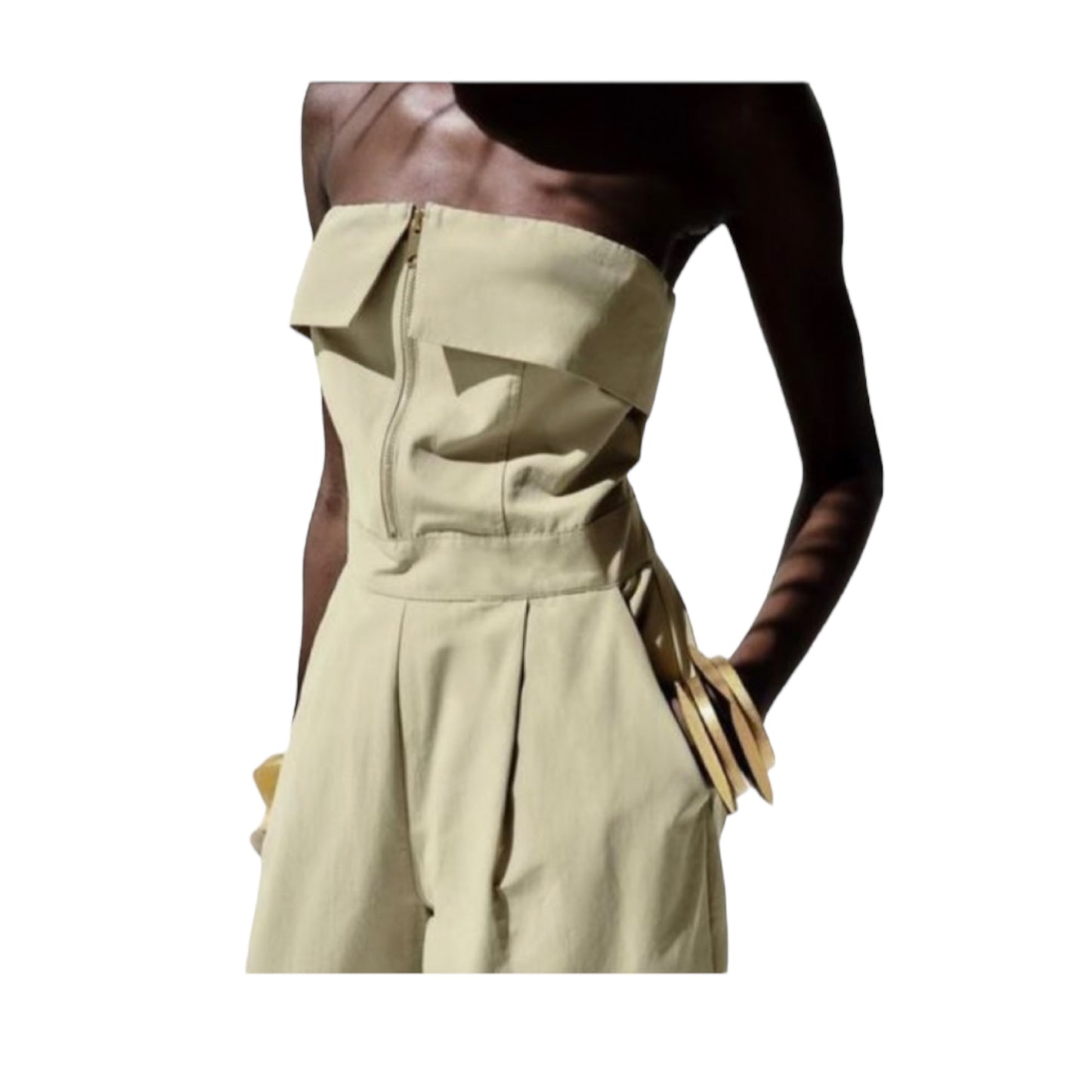 Zipper Strapless Jumpsuit size Medium