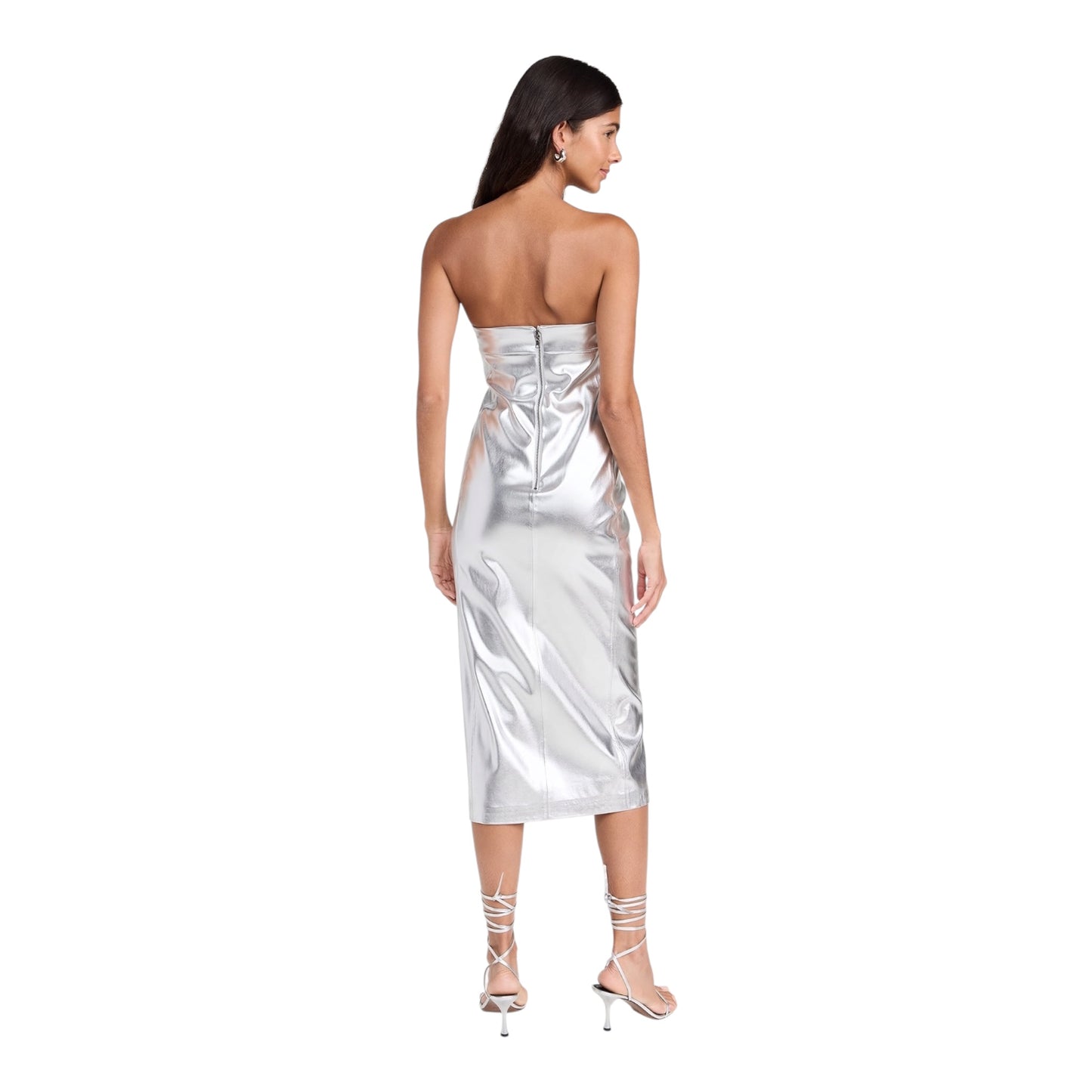 Kelly Shiny Faux Leather High Slit Midi Dress size 14