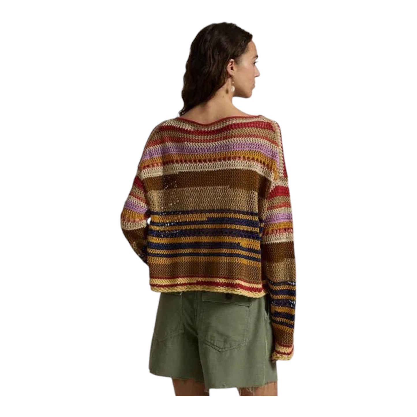 Striped Linen and Cotton Crocheted Jumper size Small