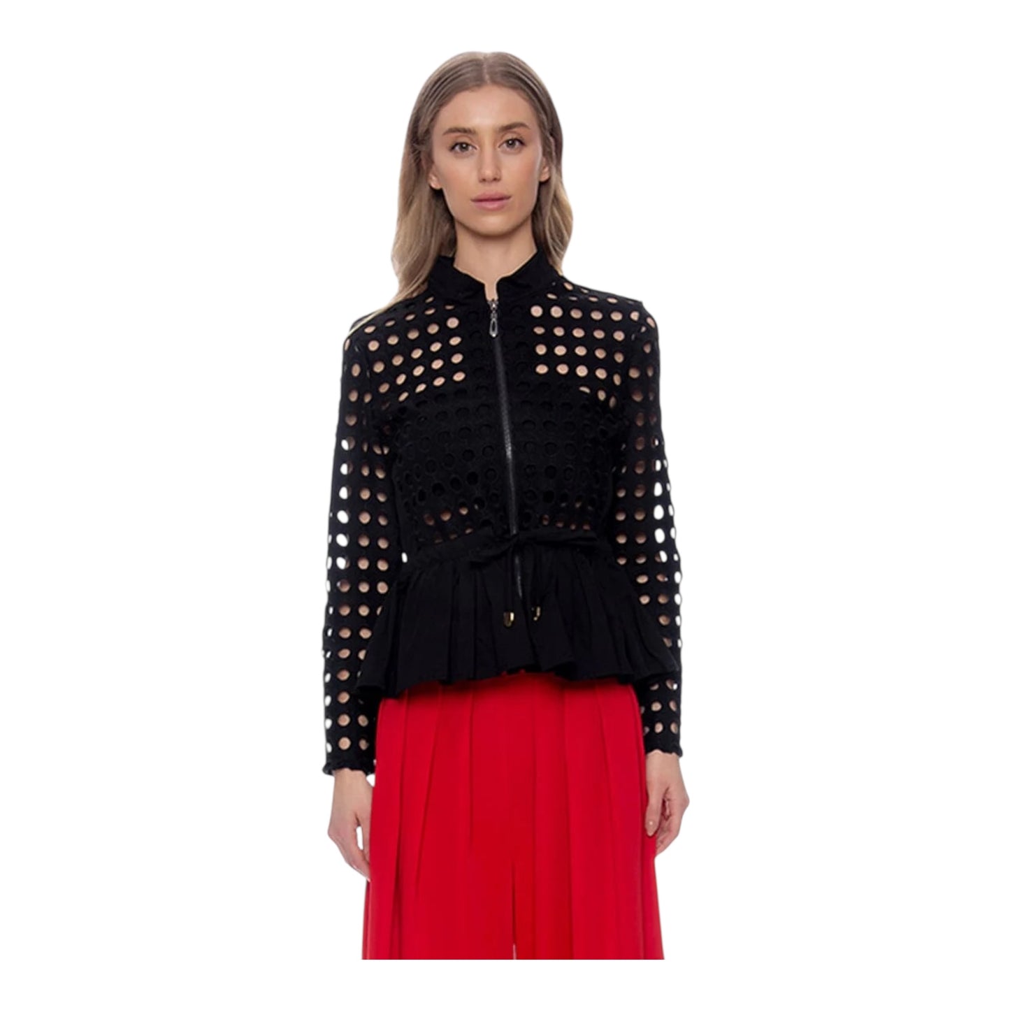 Punched Hole Peplum Jacket size small