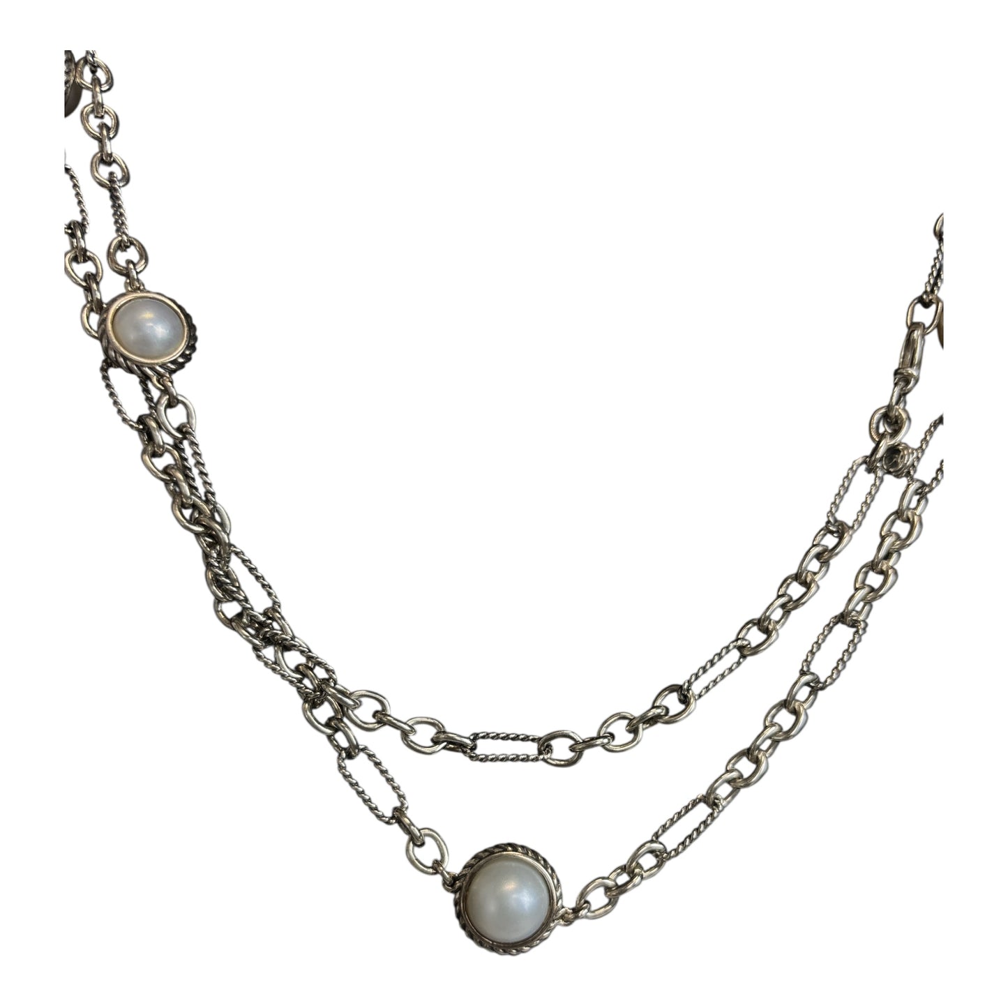 Pearl and Chain Link Necklace