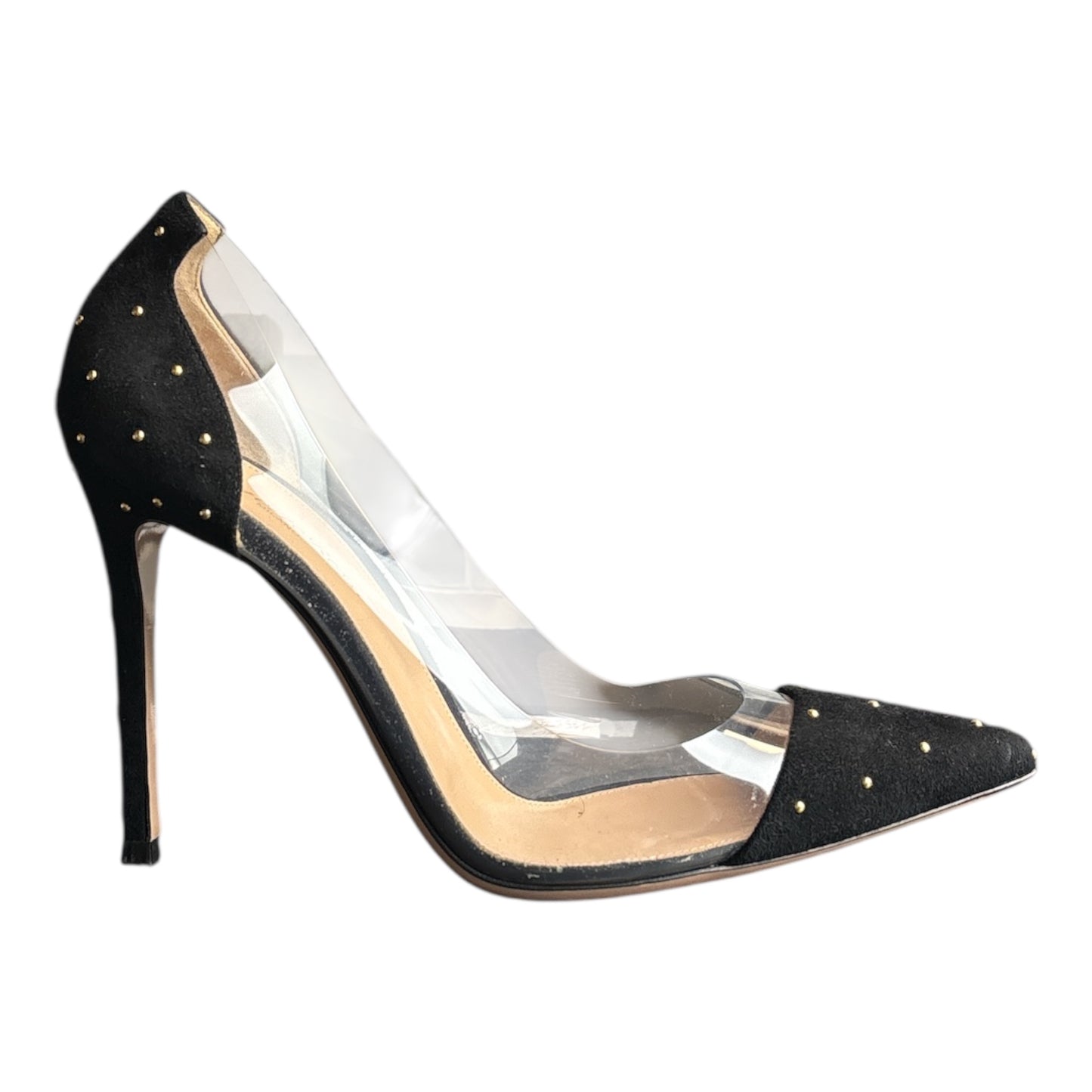 Suede Studded Accents D'Orsay Pumps size 39