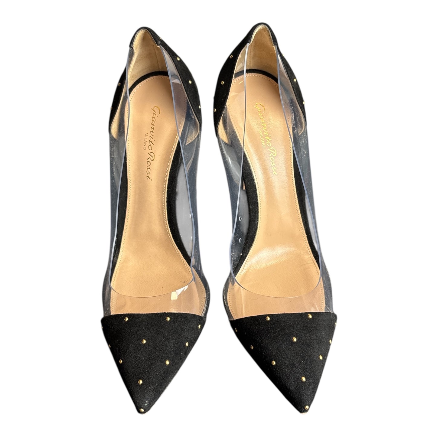 Suede Studded Accents D'Orsay Pumps size 39