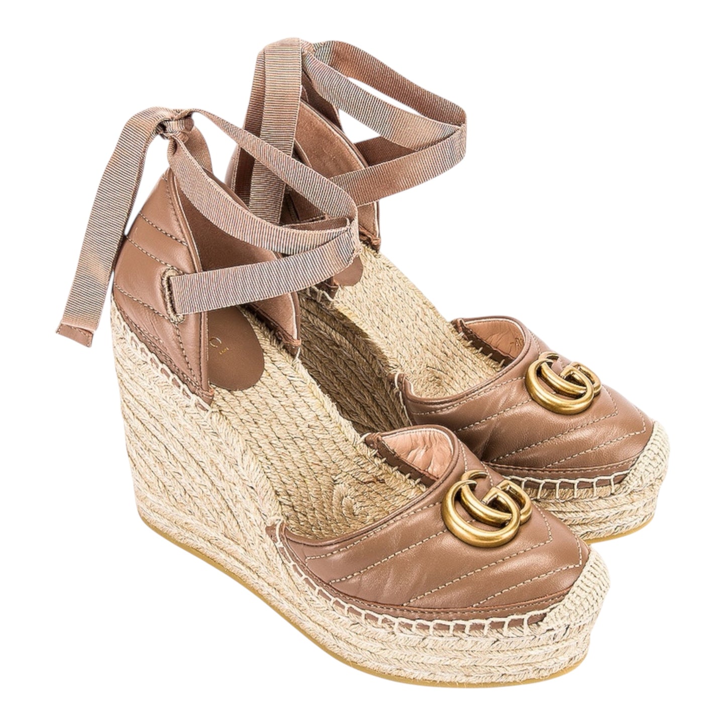 Leather Platform Espadrille Wedges size 37