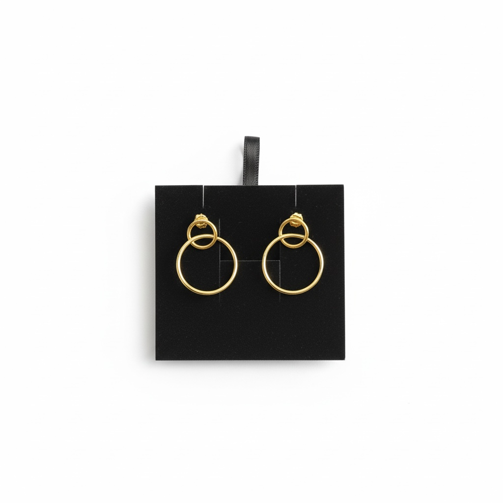 Gold Plated Double Circle Earrings