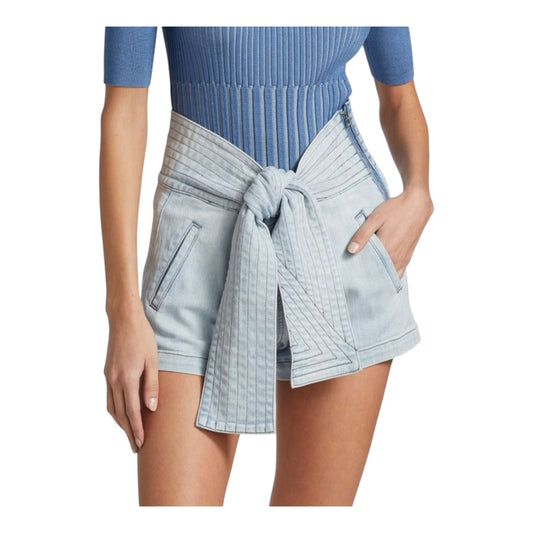 Trapunto Tie-Waist Denim Shorts size 25