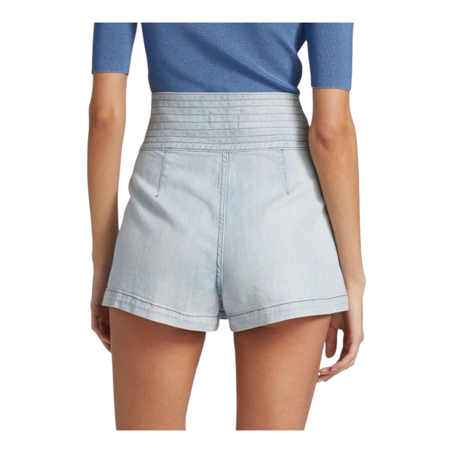 Trapunto Tie-Waist Denim Shorts size 25
