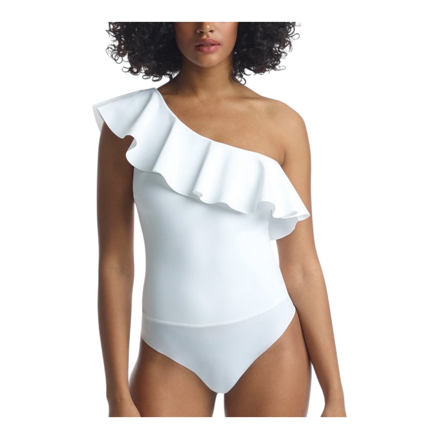 Bonded One Shoulder Ruffle Bodysuit size Xsmall
