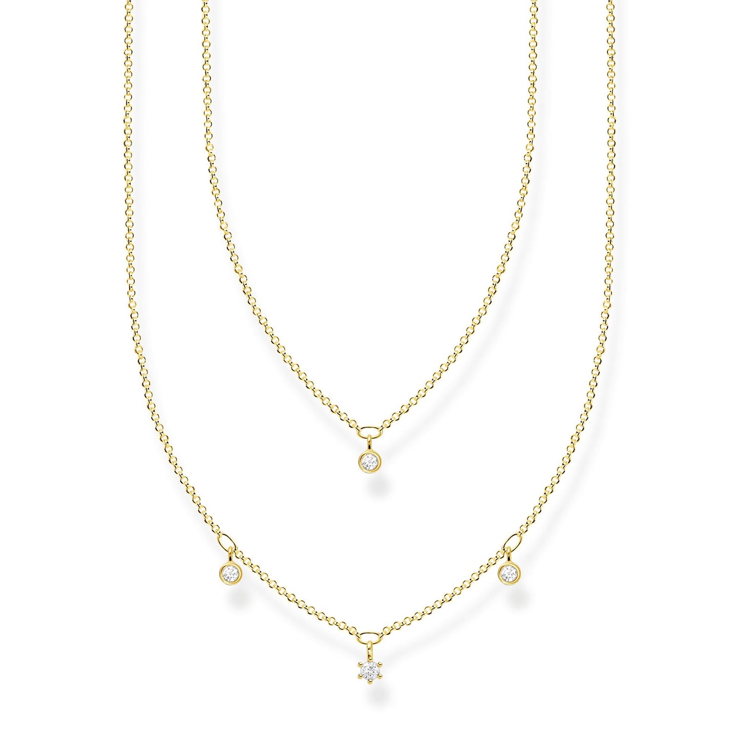 Double Row Necklace With White Stones