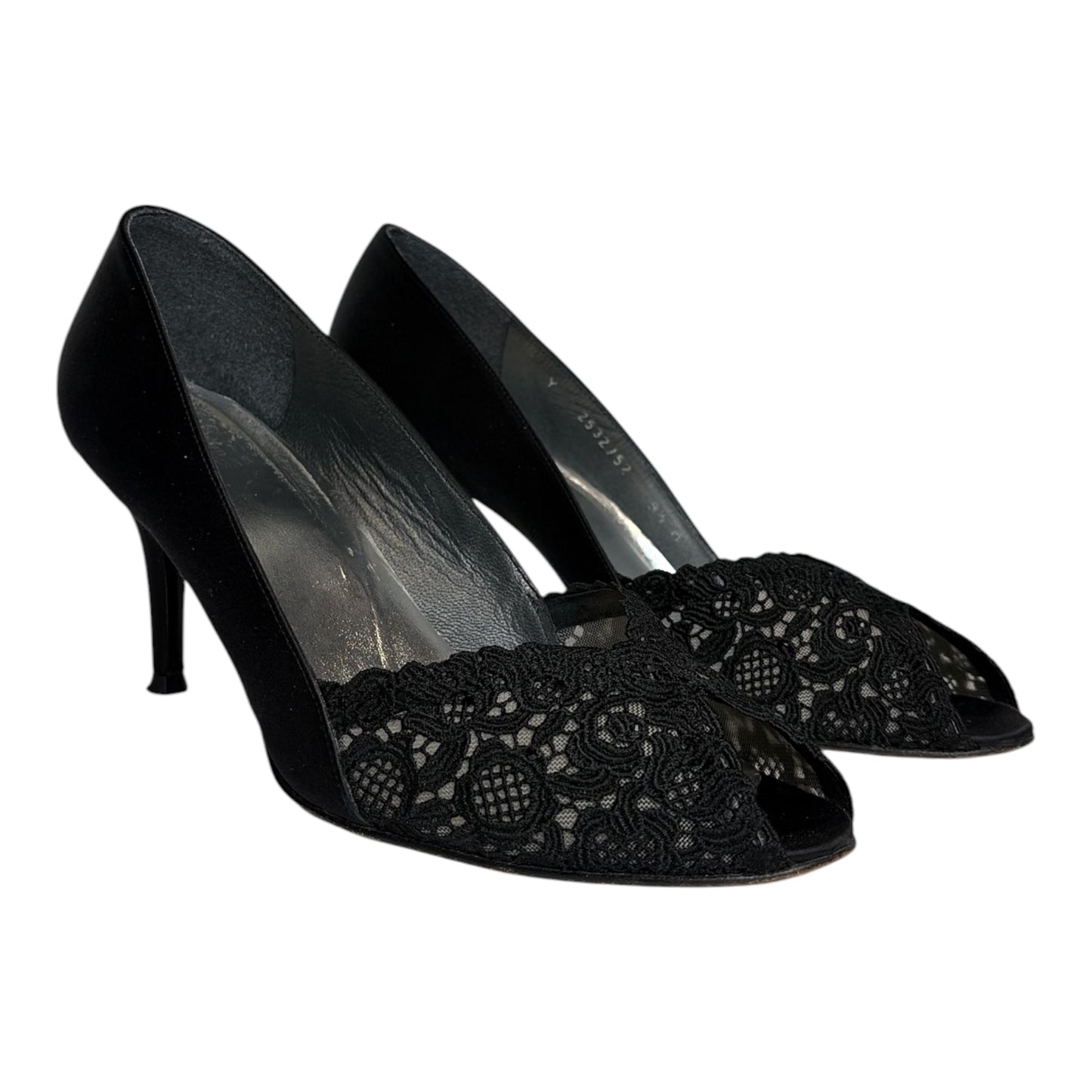 Chantelle Satin Lace Peep-Toe Pumps size 9.5