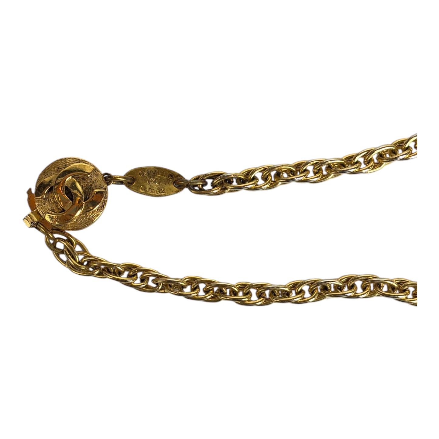 Faux Pearl and Mini CC Long Necklace