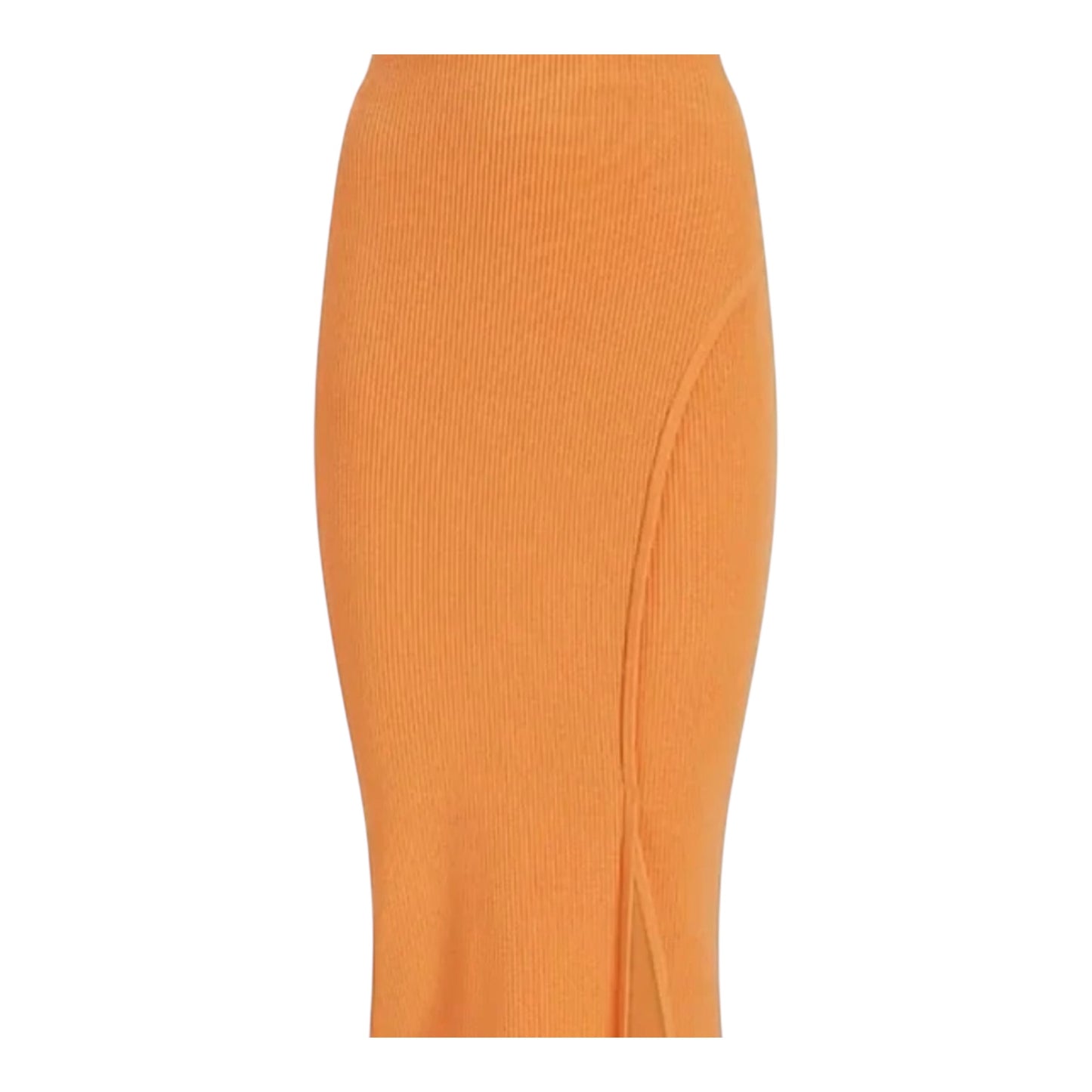 Body Contour Ribbed Faux Wrap Front Slit Midi Skirt Size Medium