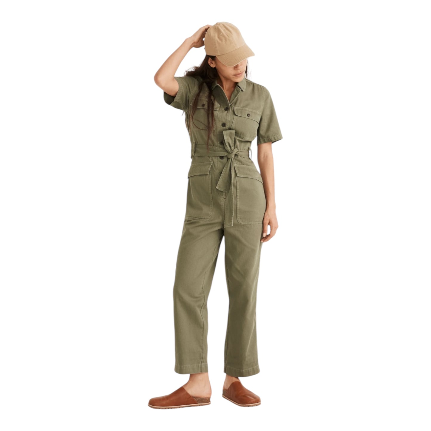 Tie-Waist Military Jumpsuit size Medium