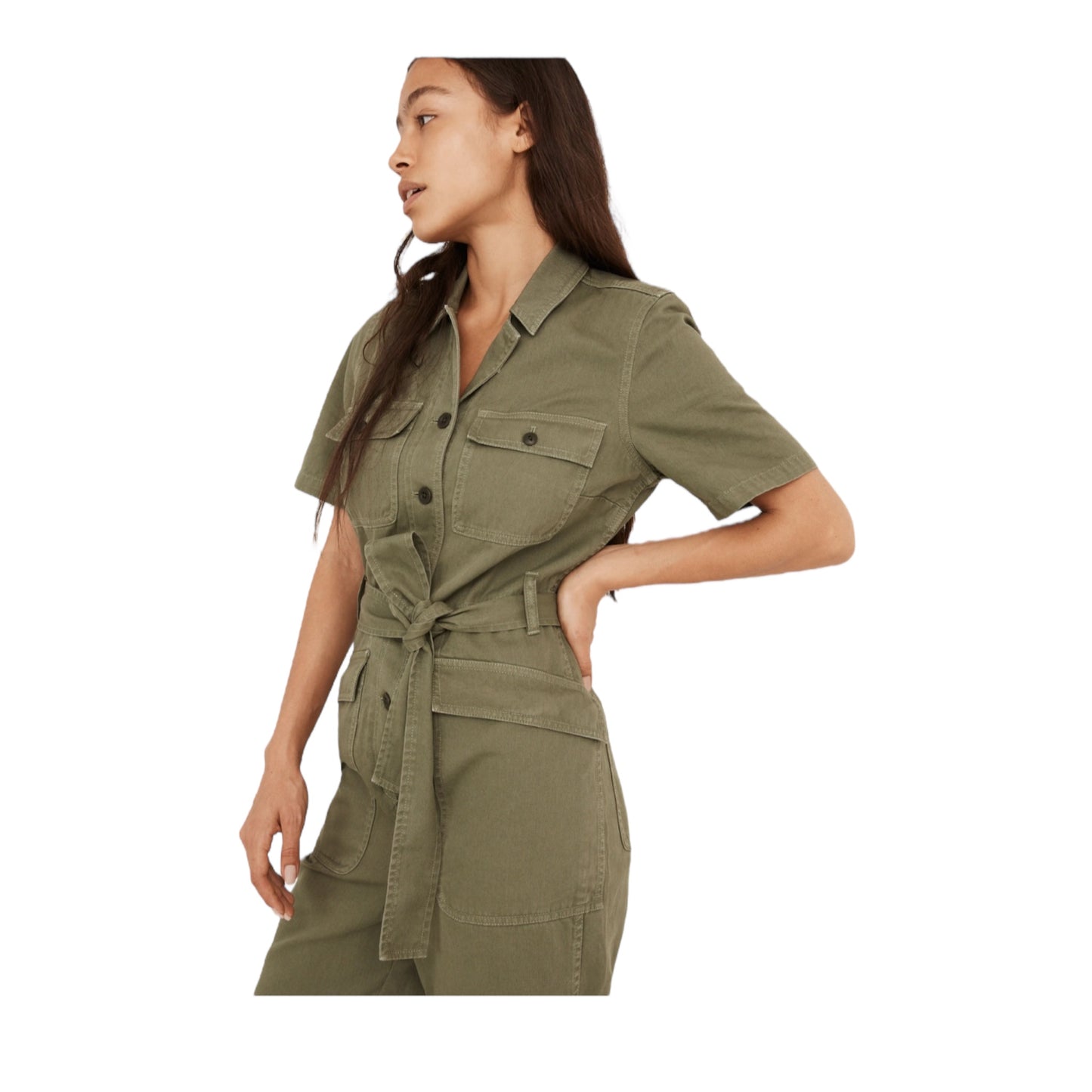 Tie-Waist Military Jumpsuit size Medium