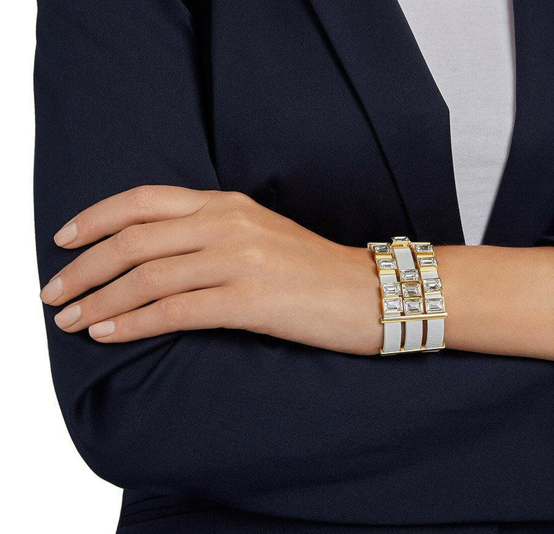Leather Wide Crystal Bracelet