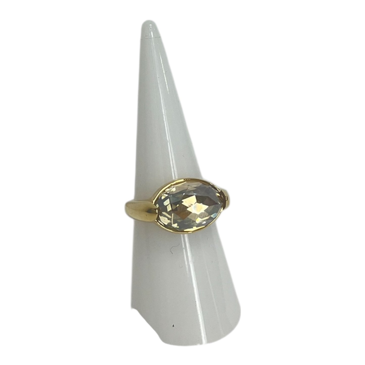 Yellow Crystal Gold Ring Approx Size 7