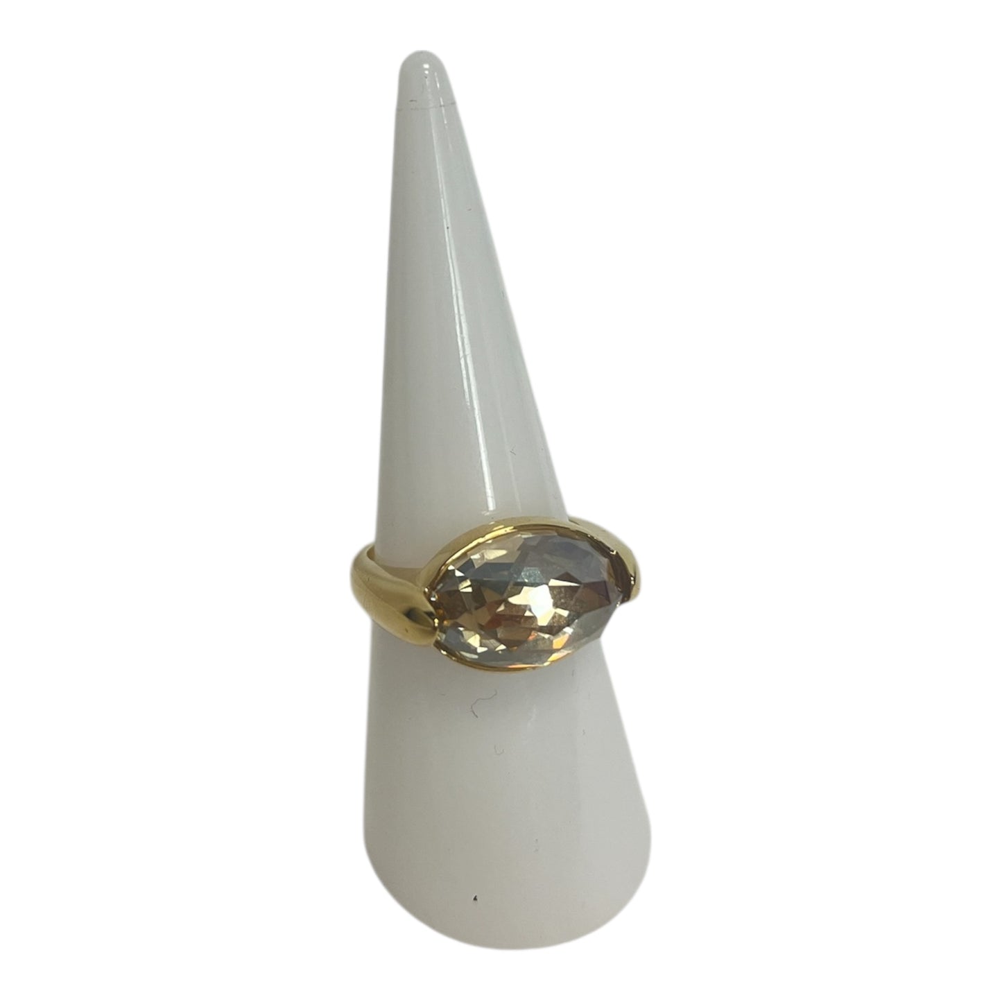 Yellow Crystal Gold Ring Approx Size 7