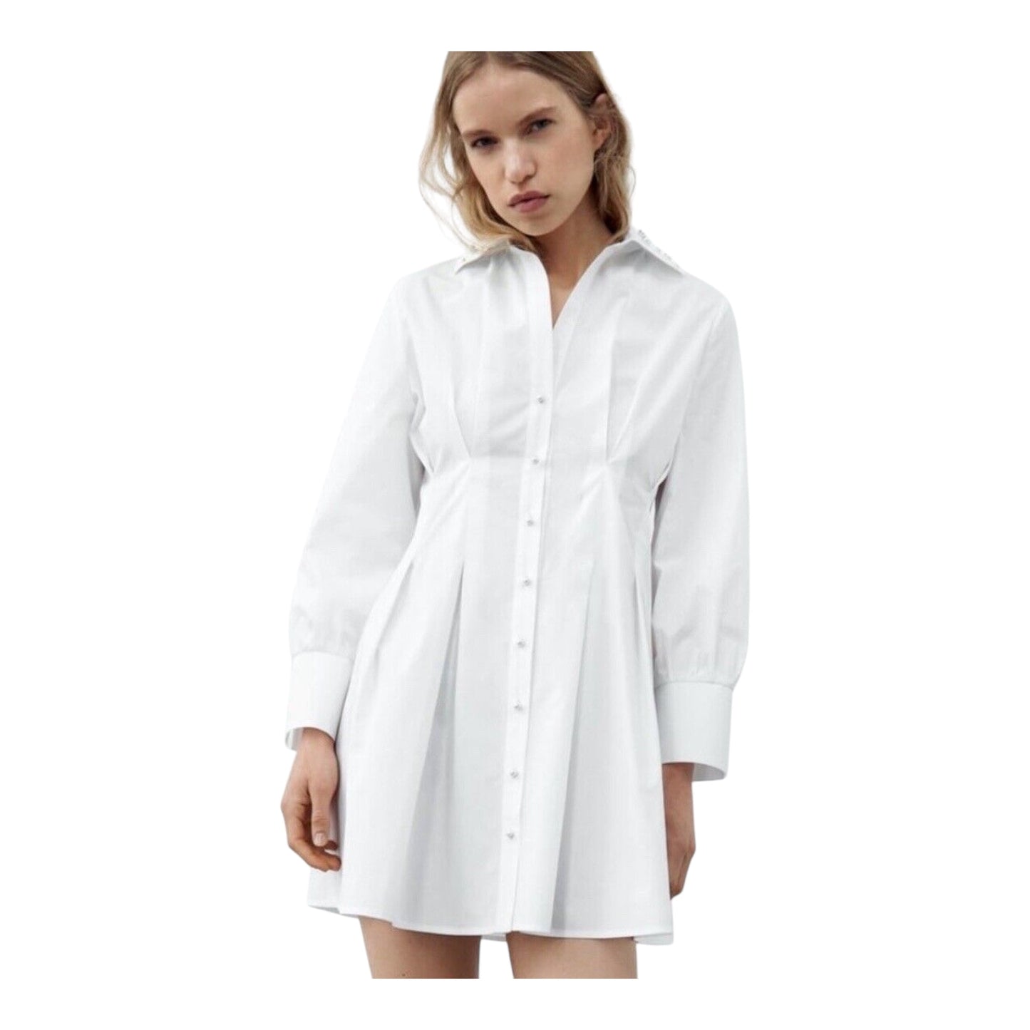 Pearl Accent Poplin Dress size Medium New with Tags