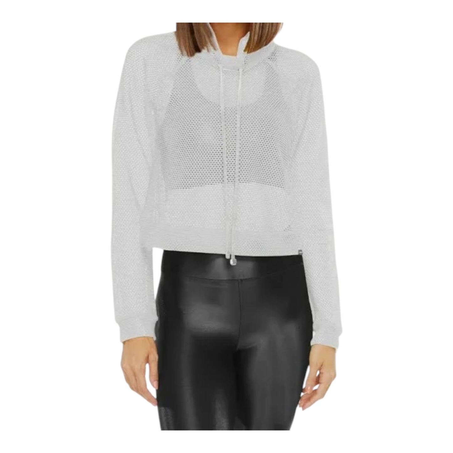 Open Mesh Raglan Sleeves Cropped Pullover size Small