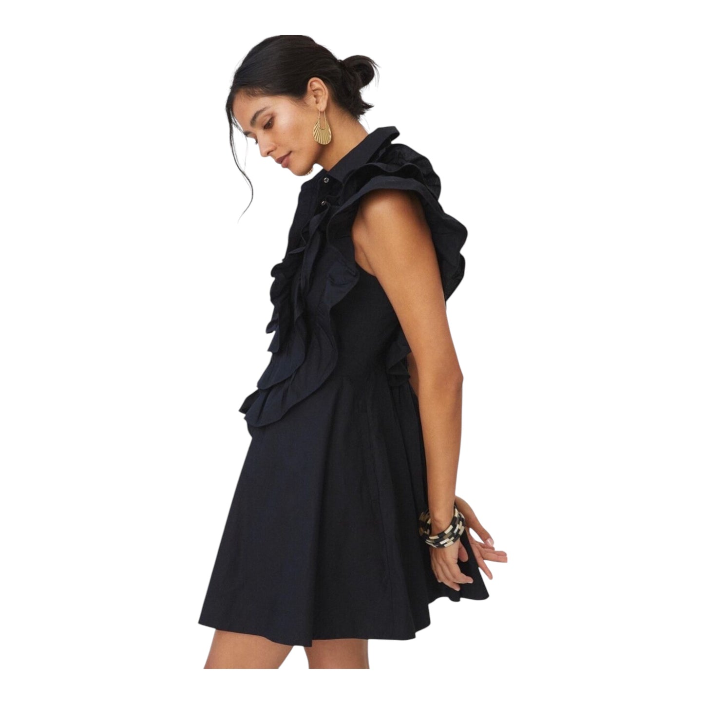 Ruffled Button-Front Mini Dress size 8 New with Tags
