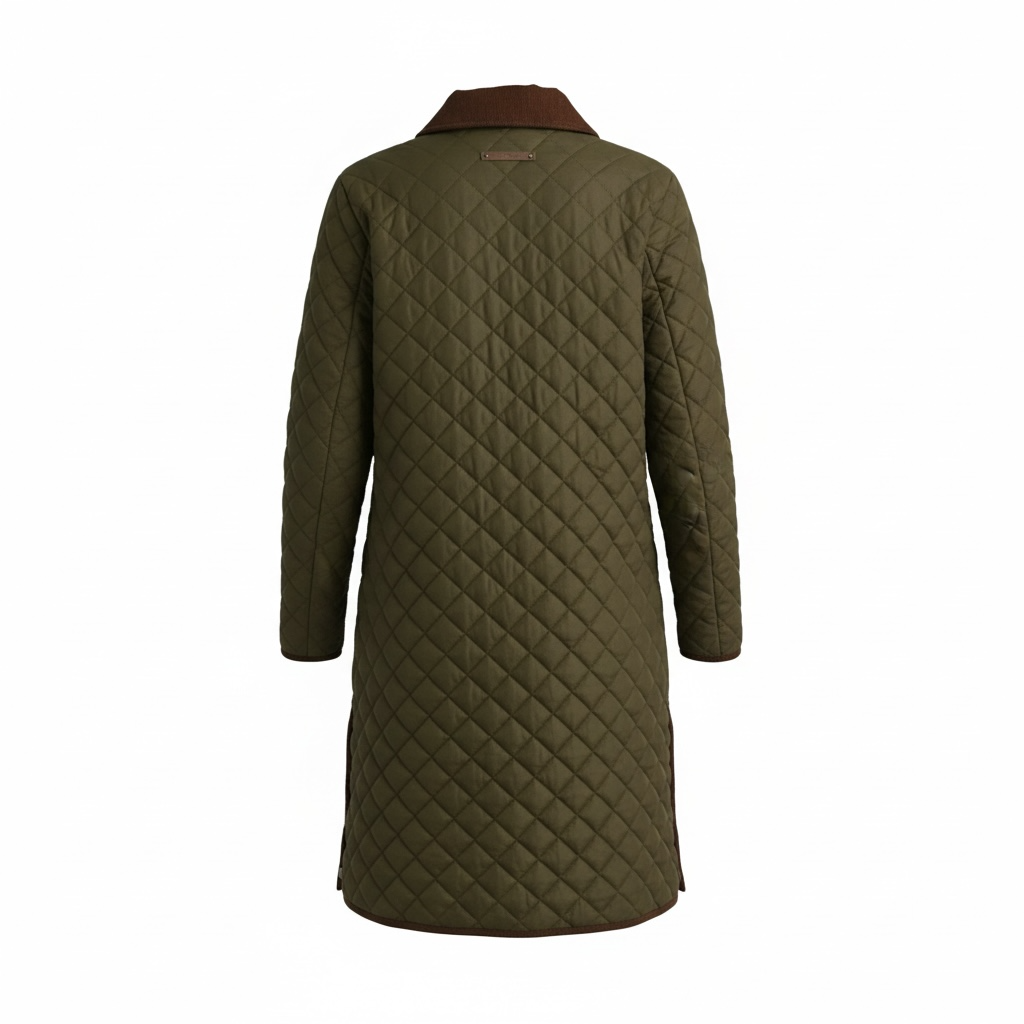 Corduroy-Trim Quilted Jacket size Medium