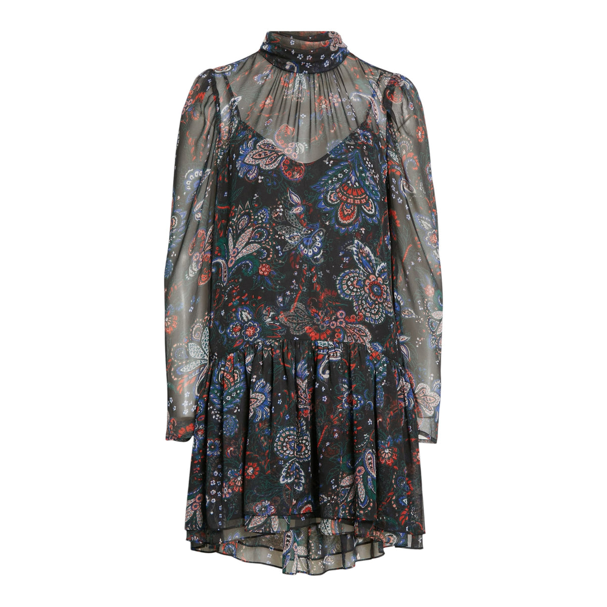 Bolade Paisley Long Sleeve Silk Chiffon Dress size 12