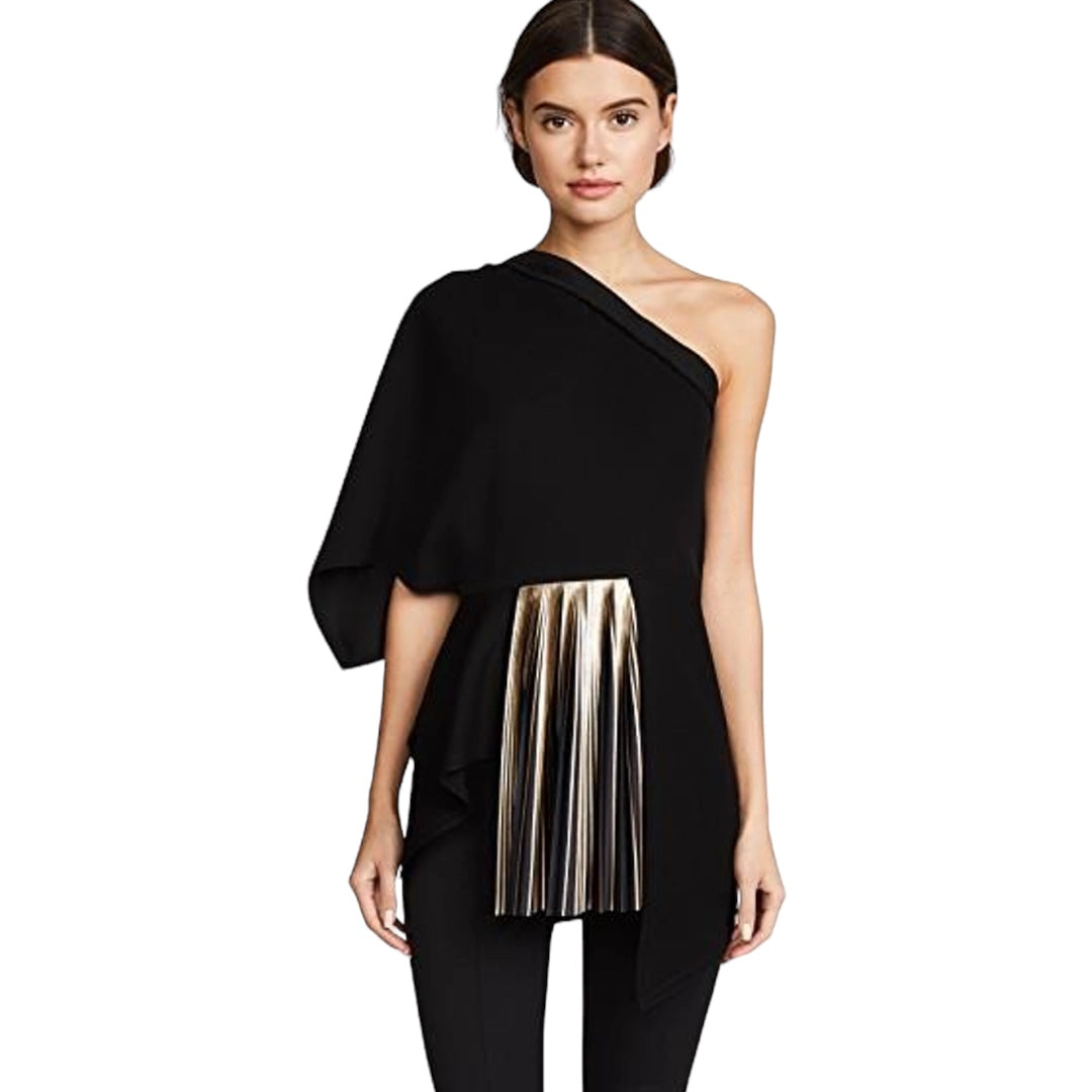 One Shoulder Top With Foil Pleats Size 8
