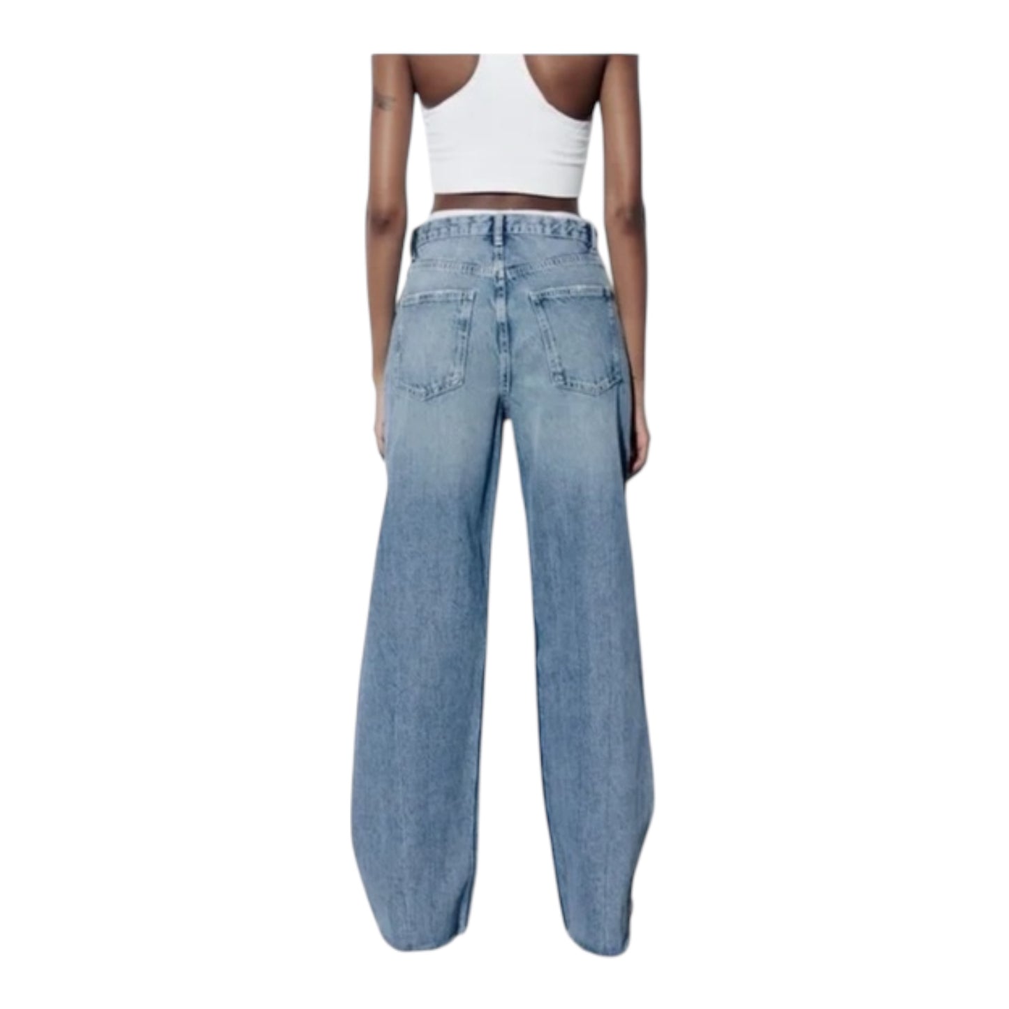 Ripped High Rise TRF Wide Leg Jeans size 4(36)
