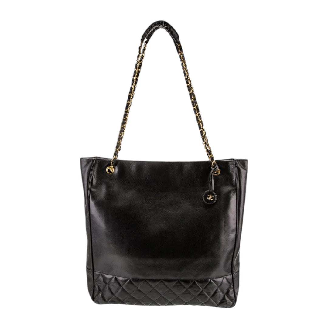 Quilted leather tote sale