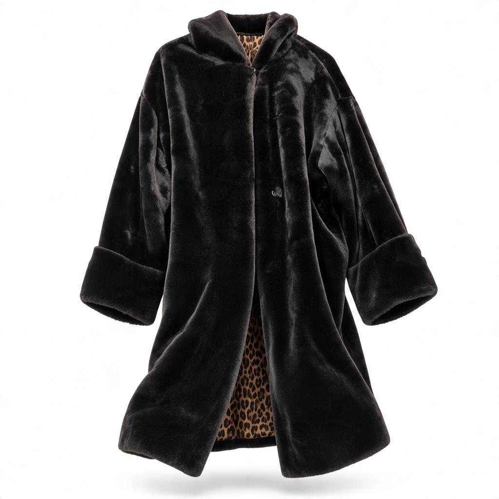 Hooded Faux Fur Jacket size Medium
