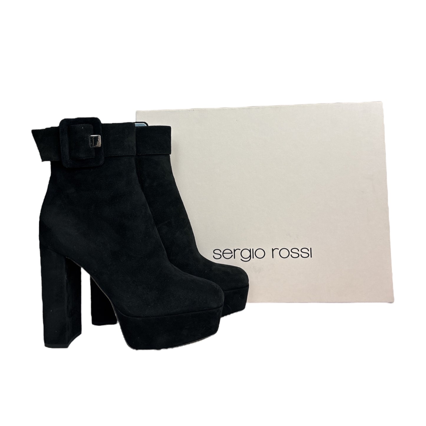 Mia 85 Buckled Suede Platform Ankle Boots size 38
