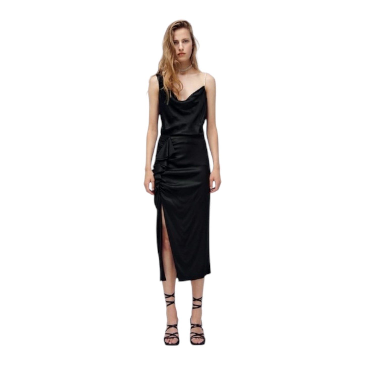 Draped Ruffle Midi Satin Skirt size XLarge New with Tags