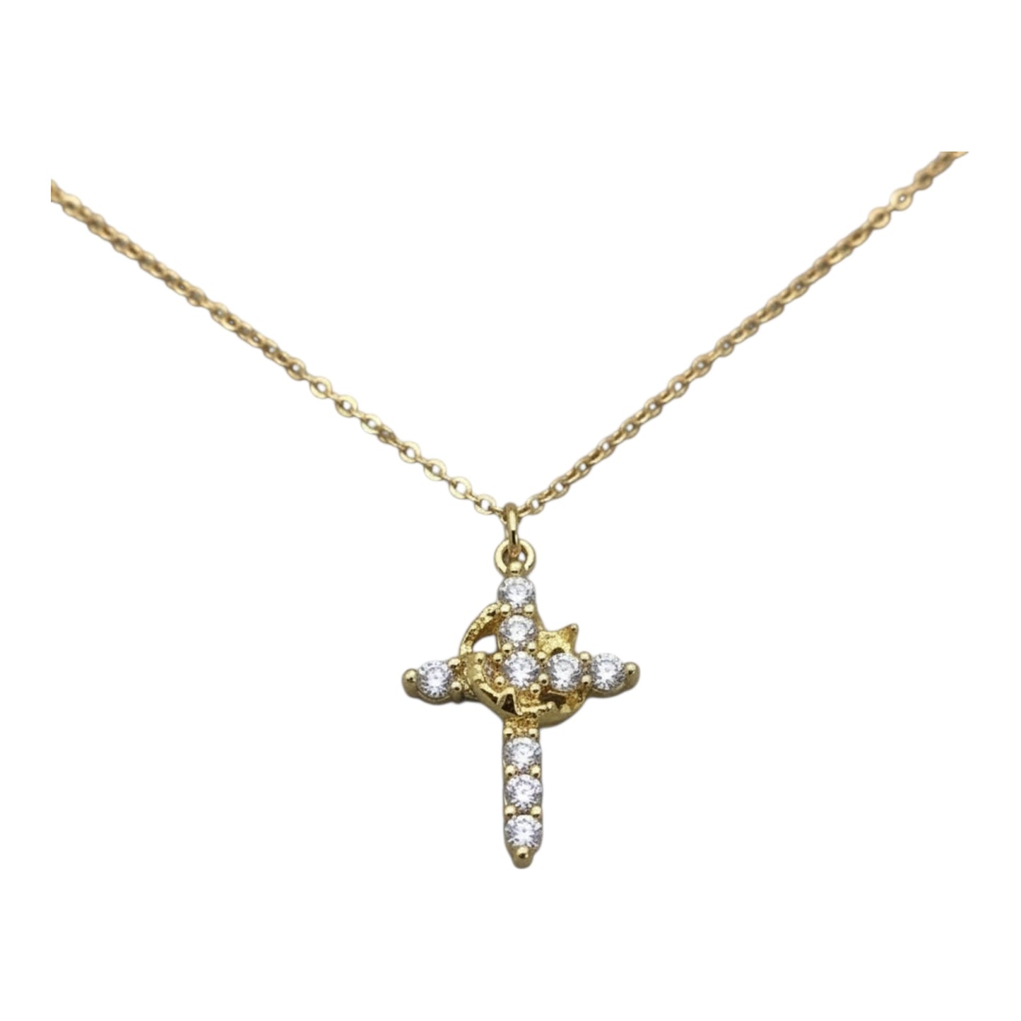 925 Cross with Crown Necklace NEW