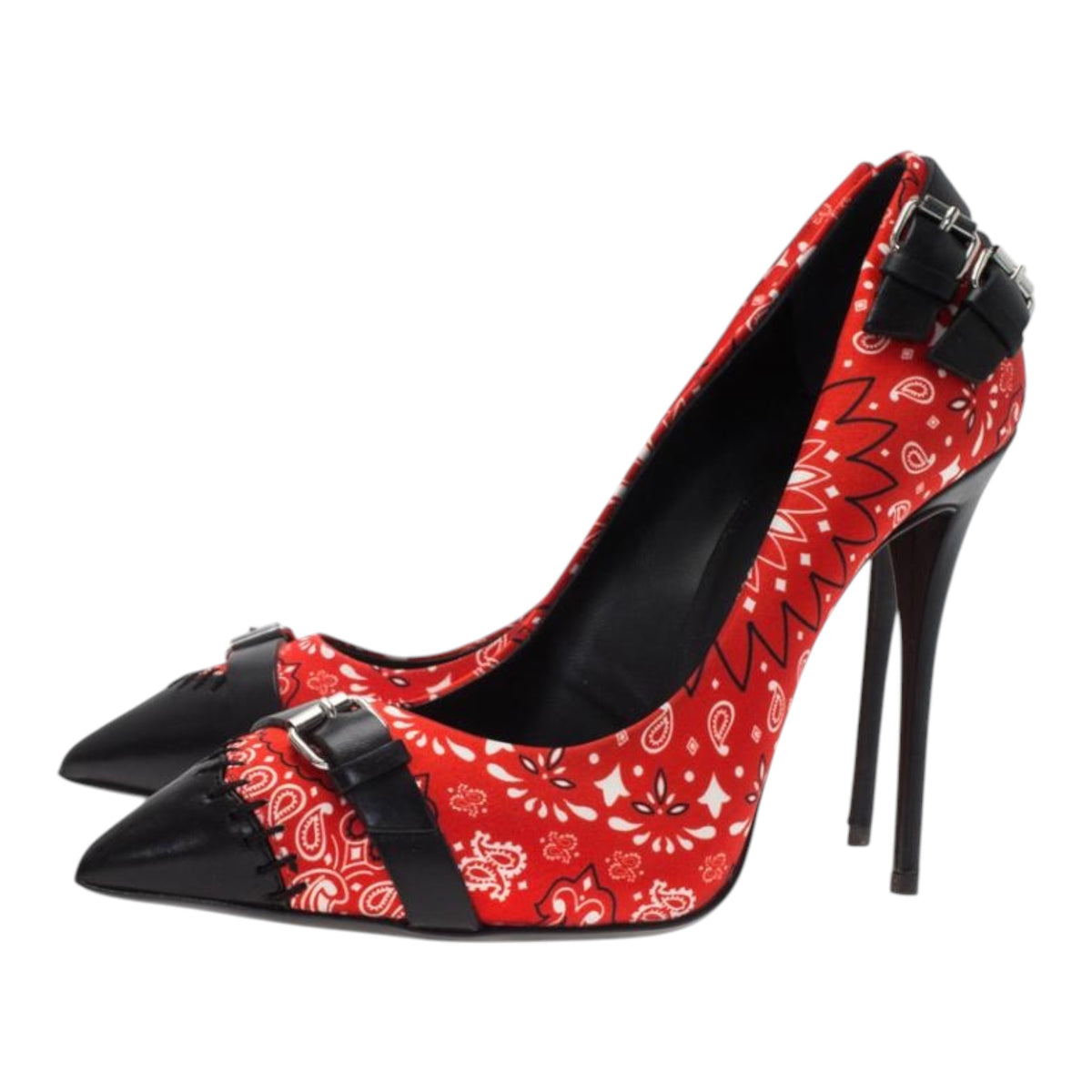Floral Satin & Leather Pumps 39