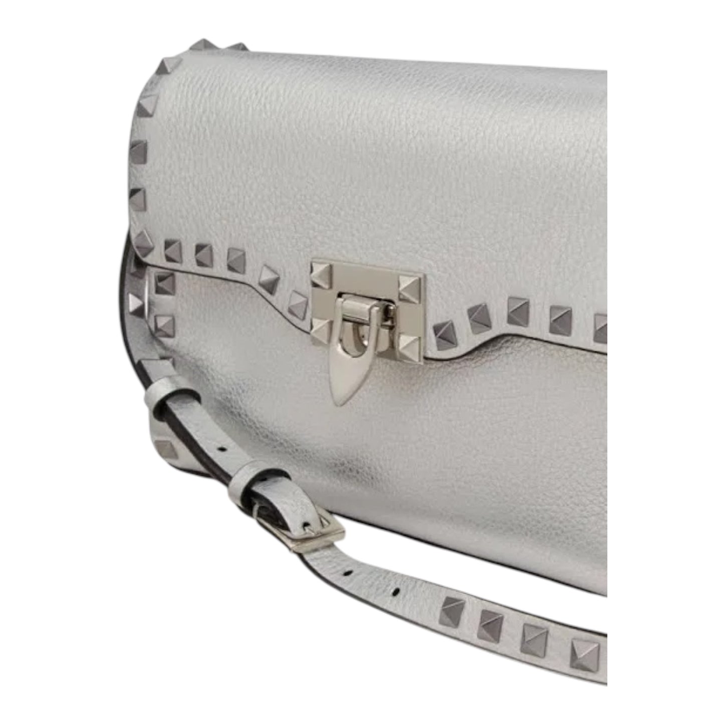 Rockstud Textured-Leather Shoulder Bag