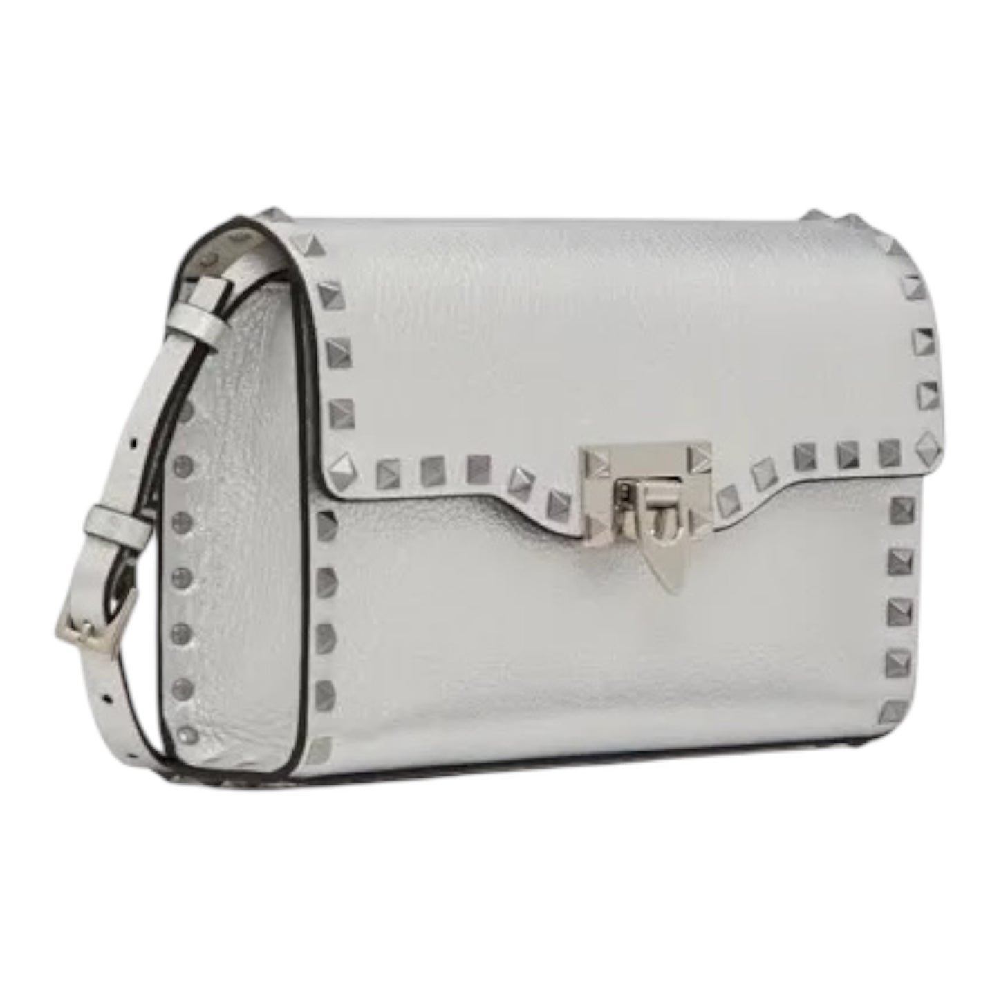 Rockstud Textured-Leather Shoulder Bag