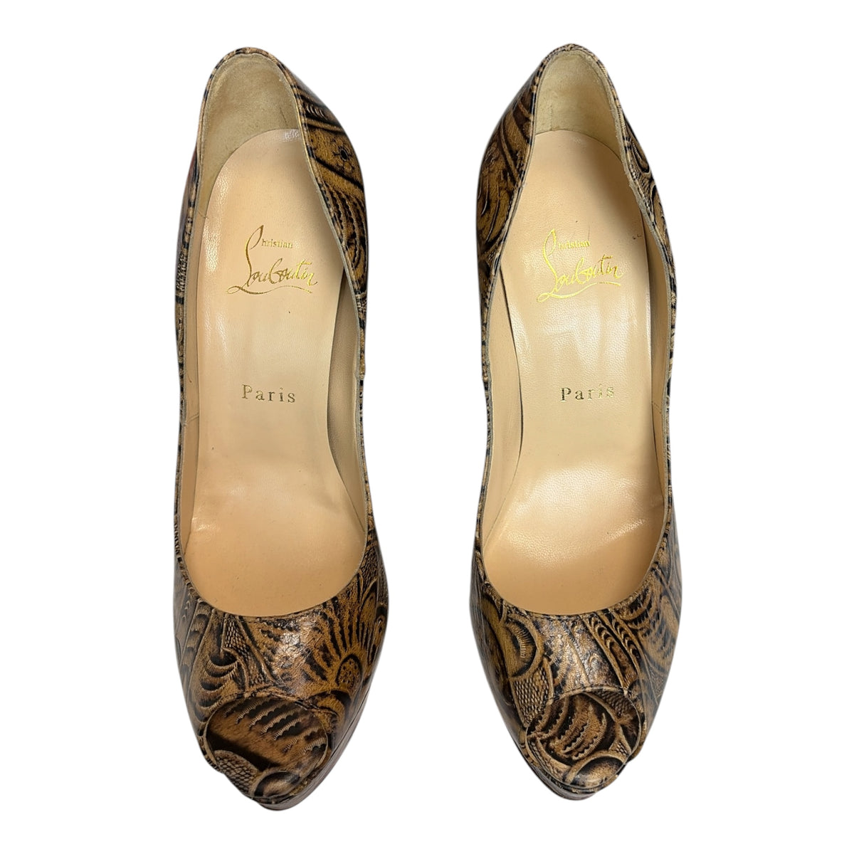 Natural Santa Fe Calf Leather Lady Peep 150 Pumps size 39