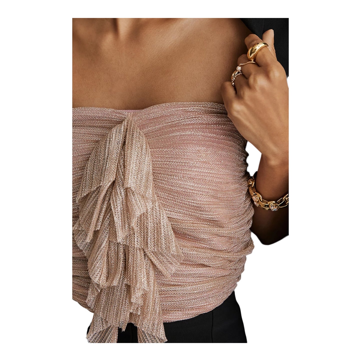 Ruffled Metallic Tube Top size Small