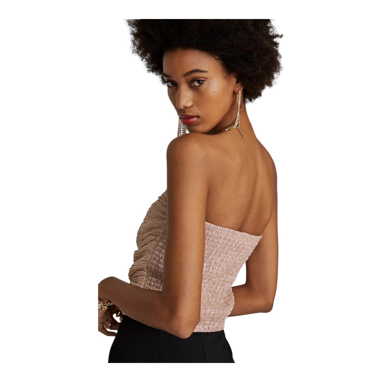Ruffled Metallic Tube Top size Small