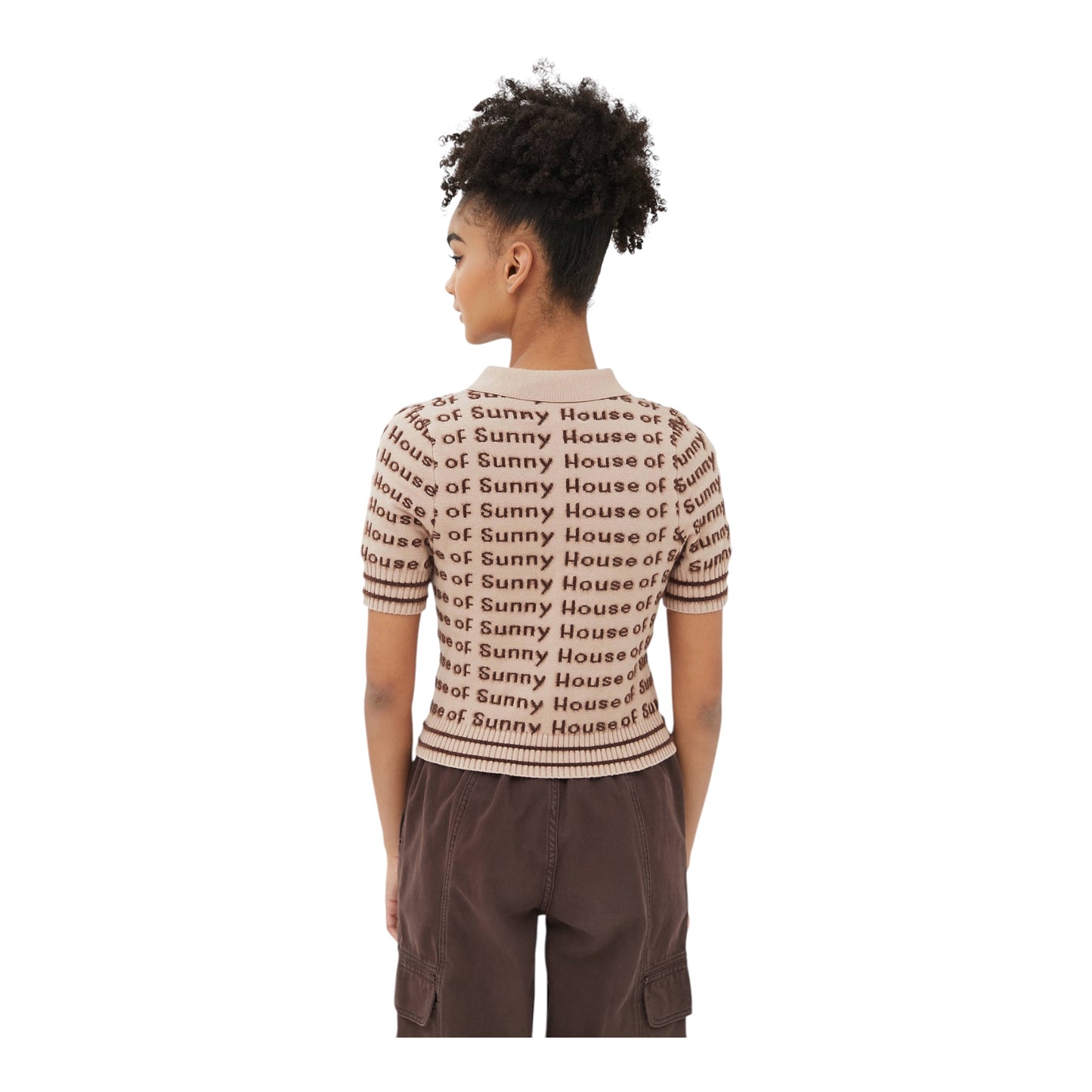Textured Knit Polo Top size Small