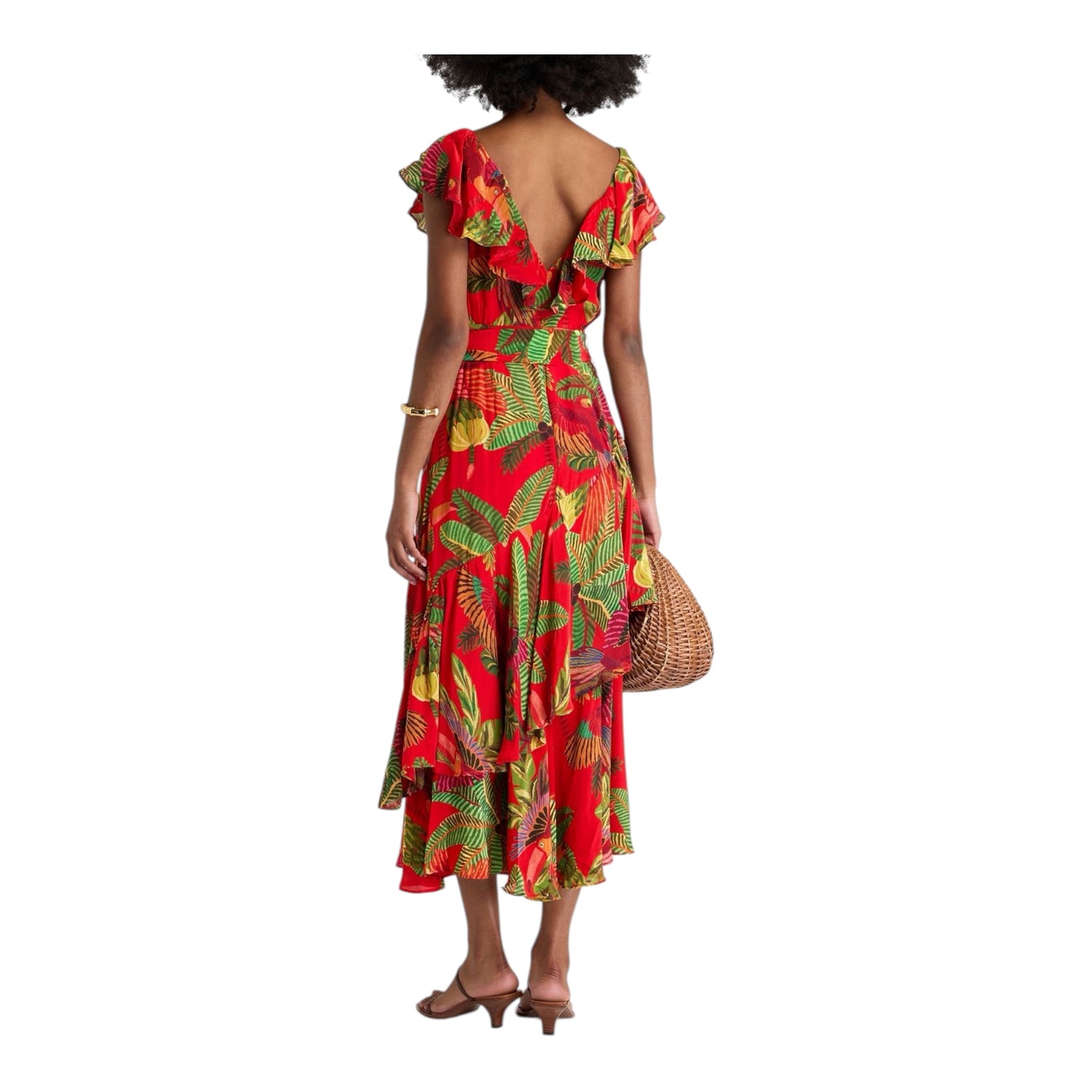 Belted Ruffled Midi Dress size Small