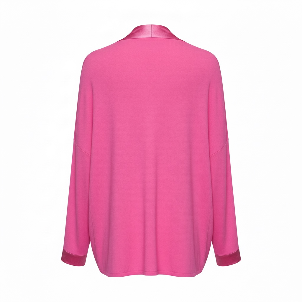 Satin-Trim Front Tie Blouse size OS