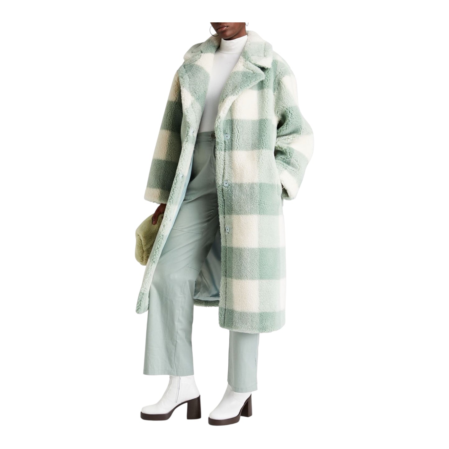 Maria Checked Teddy Fleece Coat size Medium