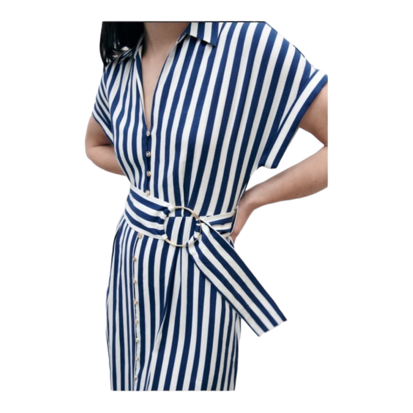 Linen Blend Belted Shirt Dress size Medium New with Tags