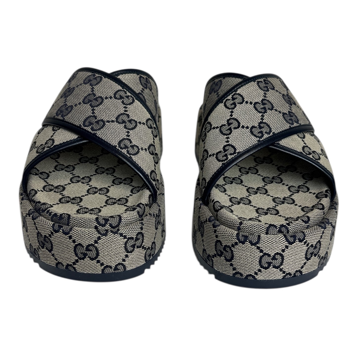 Monogram Criss Cross Platform Slide Sandals size 38.5