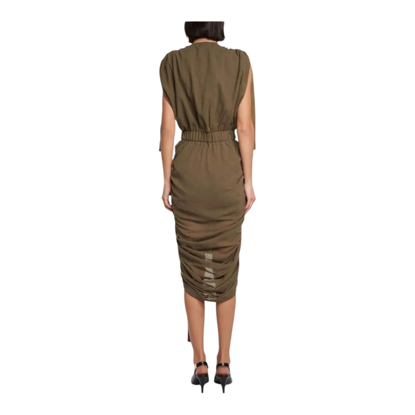 Ruched Cotton-Jersey Midi Dress size 38