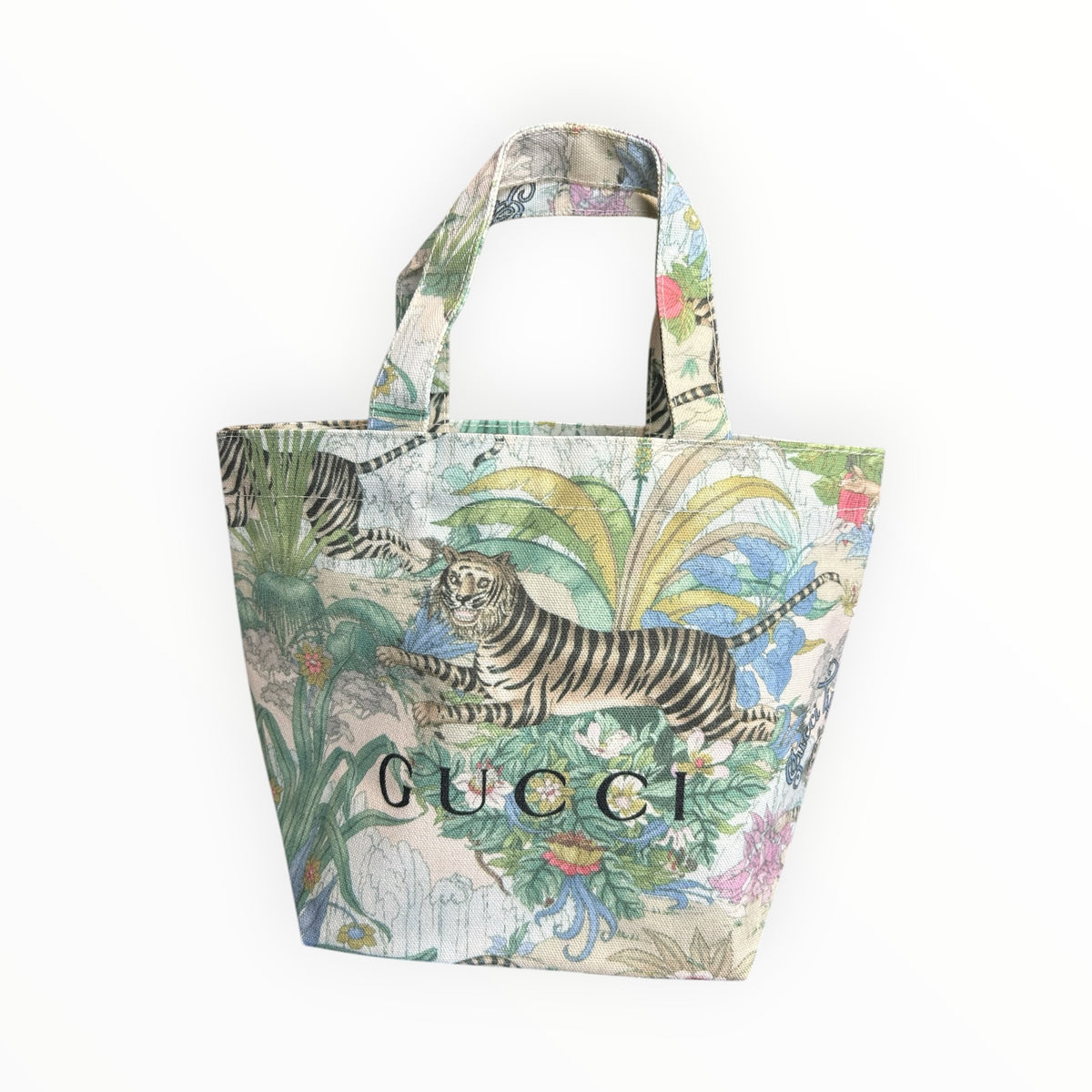 Mini Tiger Print Canvas Tote Bag