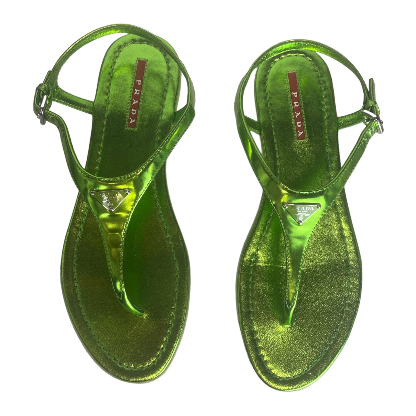 Metallic T Strap Sandals Size 38